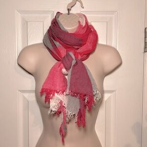 American Eagle Y2K Soft Gauzey Pink, gray, white scarf